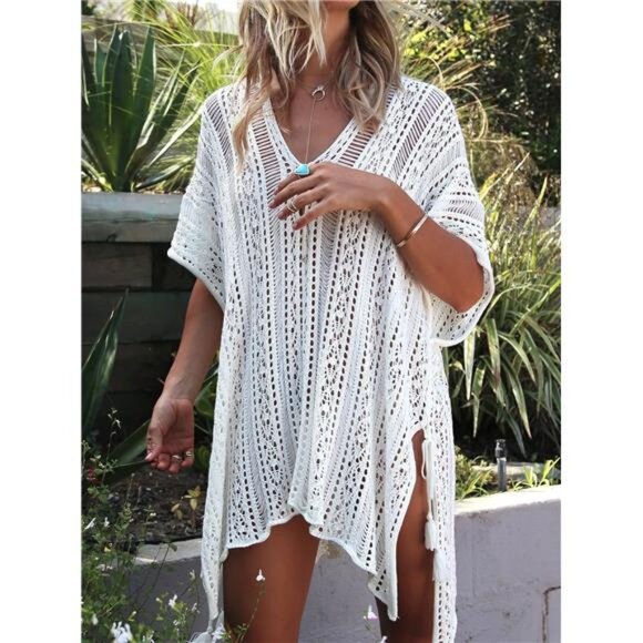 Bathing Suit Cover Up for Beach Pool Swimwear Crochet Dress For Women - Picture 3 of 7